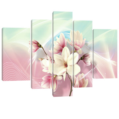 ModernMoments 5-tlg. Leinwandbilder-Set Abstrakte Magnolie | Wayfair.de